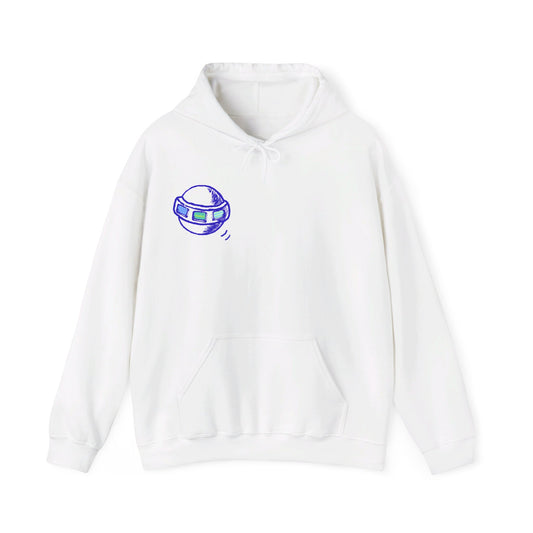 Superpowerart Hoodie — UFO Front & Star Logo Back (Unisex Heavy Blend)