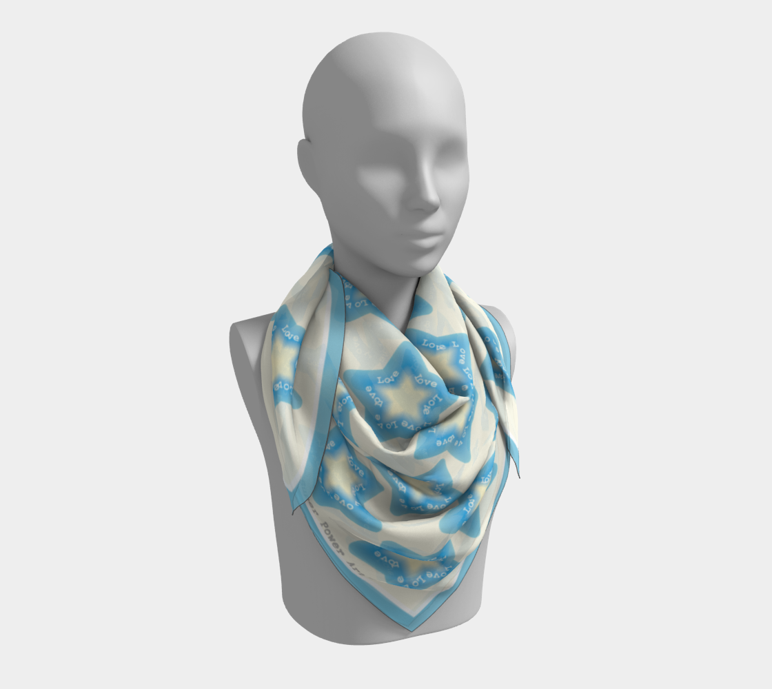 Insook Hwang's Art_Scarves_Stars_LightBlueWarm#2_AllStars_cream