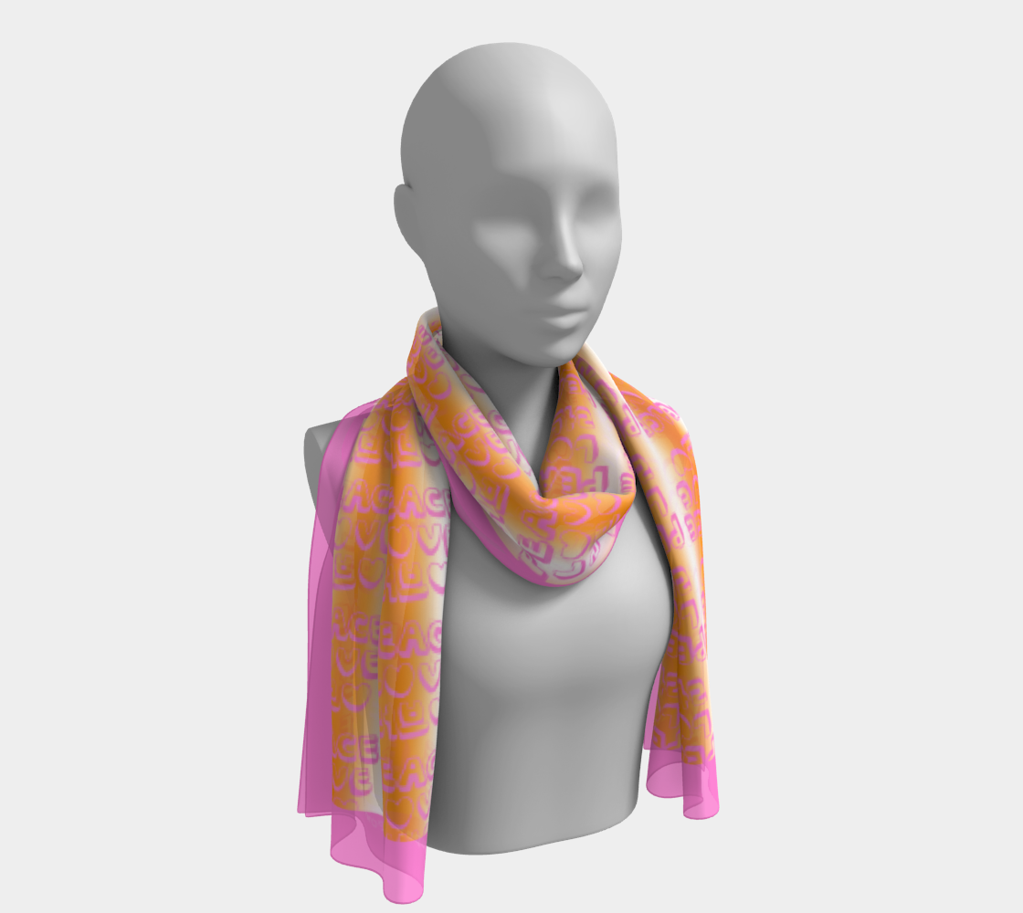 Insook Hwang's Art_Scarves_Love&Peace_Orange_pinkline