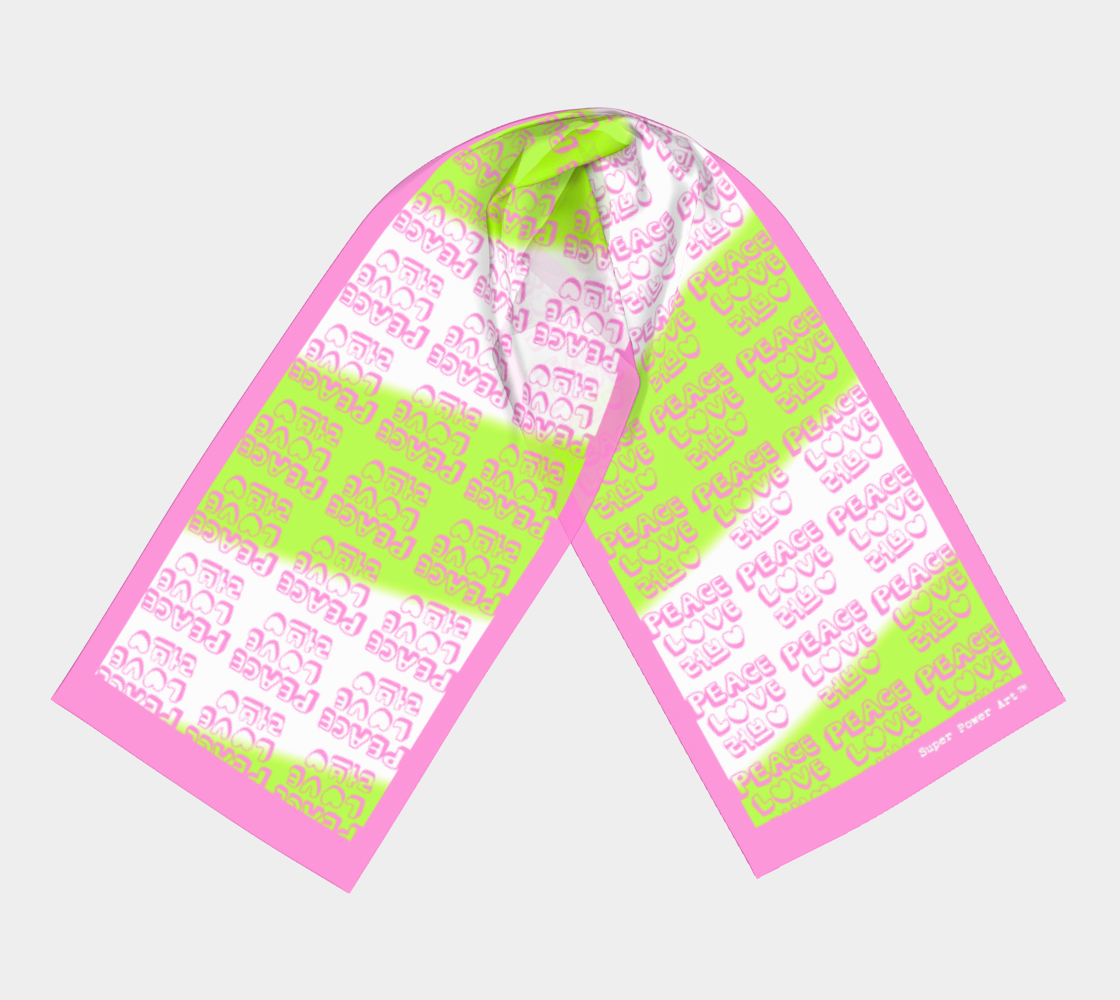 Insook Hwang's Art_Scarves_Love&Peace_Pinktext_green#2_pinkline