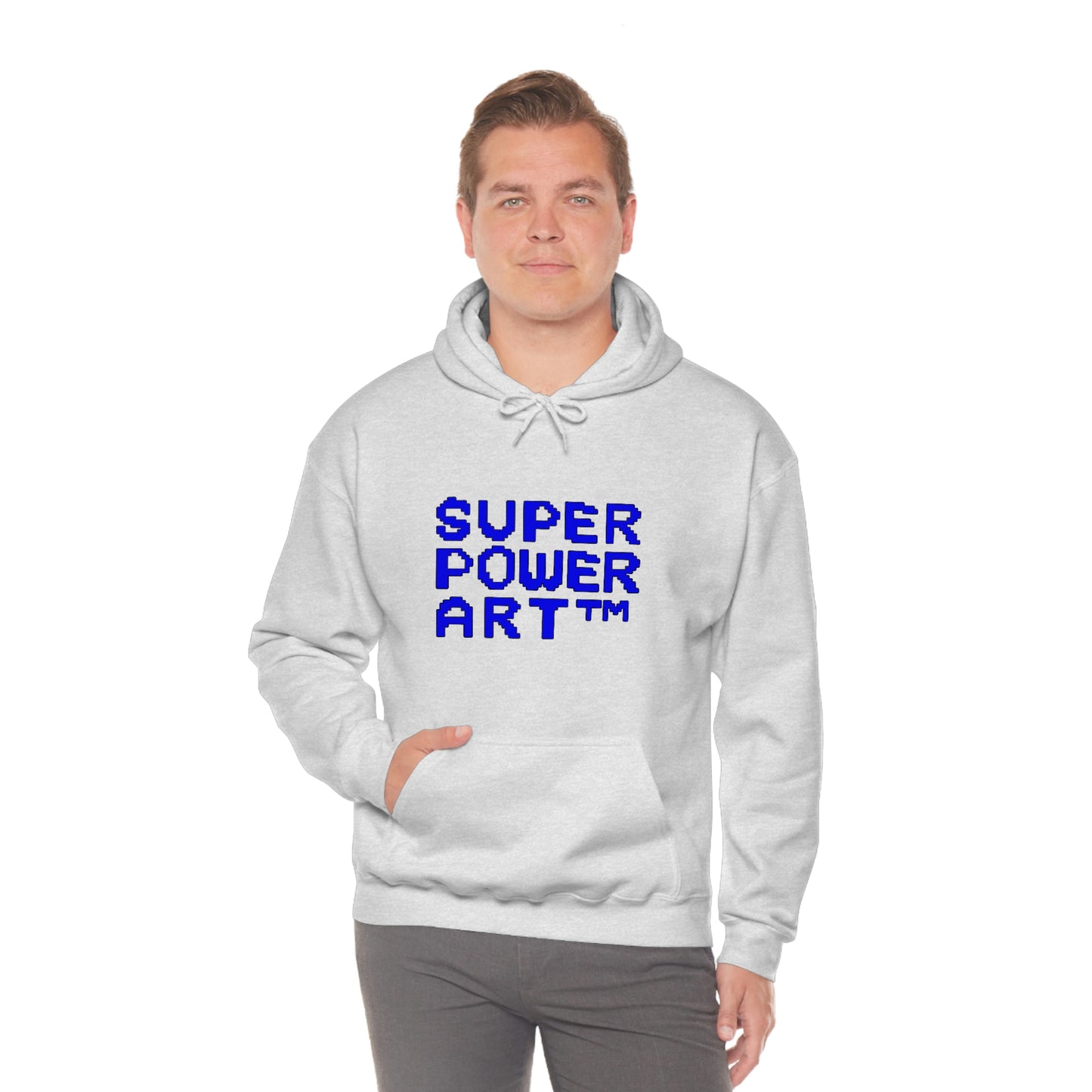 Insook Hwang's art_ Super Power Art(Blue_Black line)_Unisex Heavy Blend™ Hooded Sweatshirt