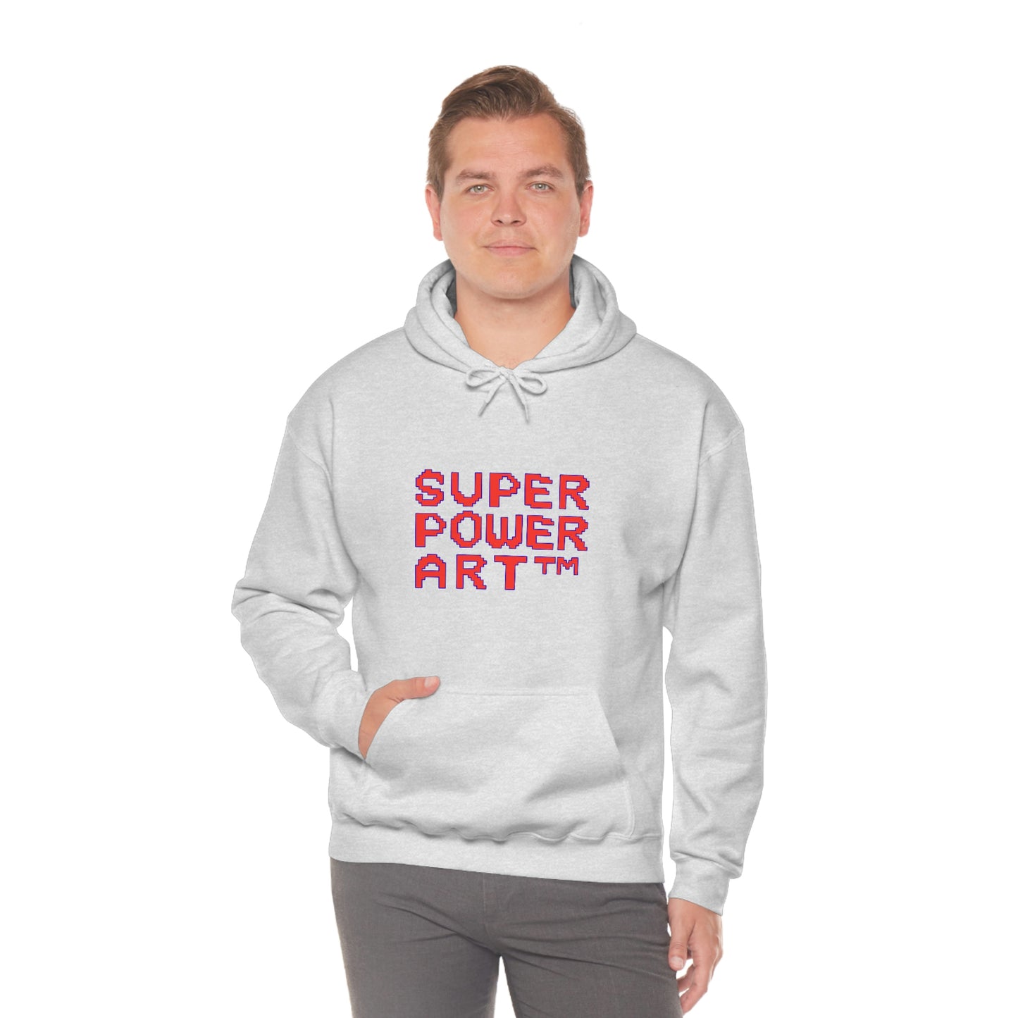 Insook Hwang's art_ Super Power Art(Red_Blueline)_Unisex Heavy Blend™ Hooded Sweatshirt