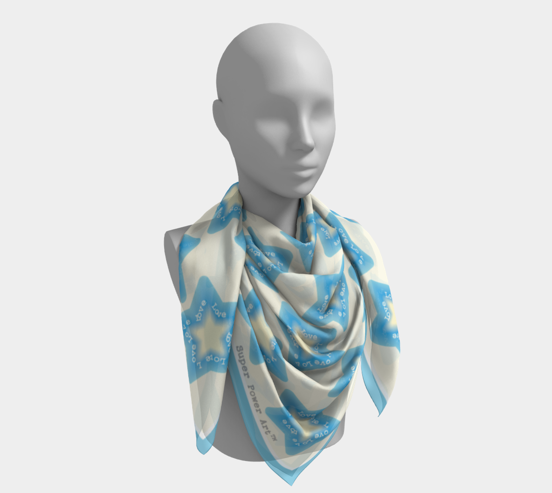 Insook Hwang's Art_Scarves_Stars_LightBlueWarm#2_AllStars_cream
