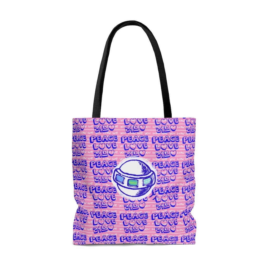 Insook Hwang's art_Love and Peace_Eyeball & UFO_AOP Tote Bag