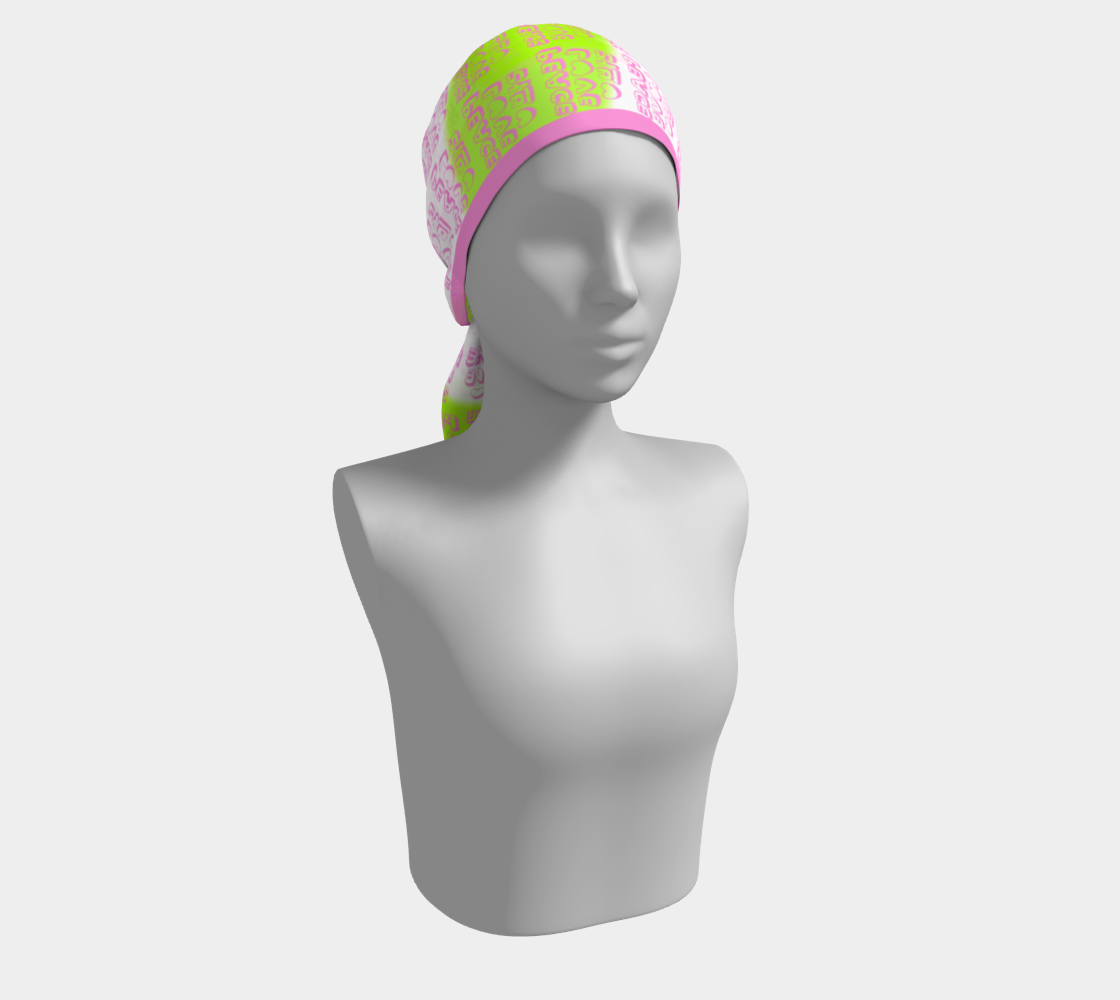 Insook Hwang's Art_Scarves_Love&Peace_Pinktext_green#2_pinkline
