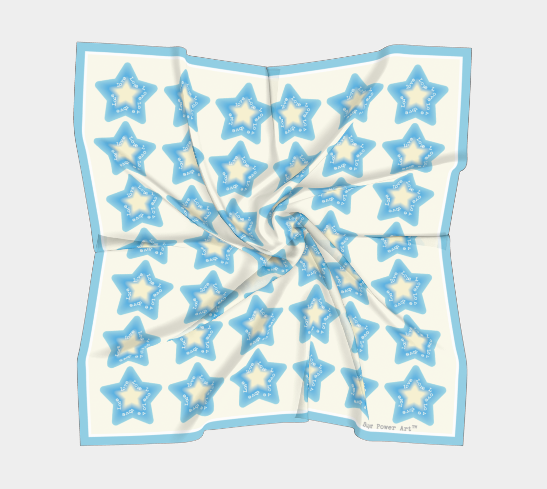 Insook Hwang's Art_Scarves_Stars_LightBlueWarm#2_AllStars_cream