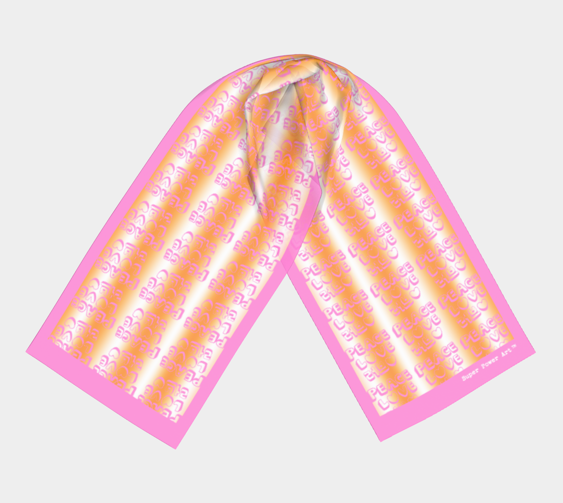 Insook Hwang's Art_Scarves_Love&Peace_Orange_pinkline