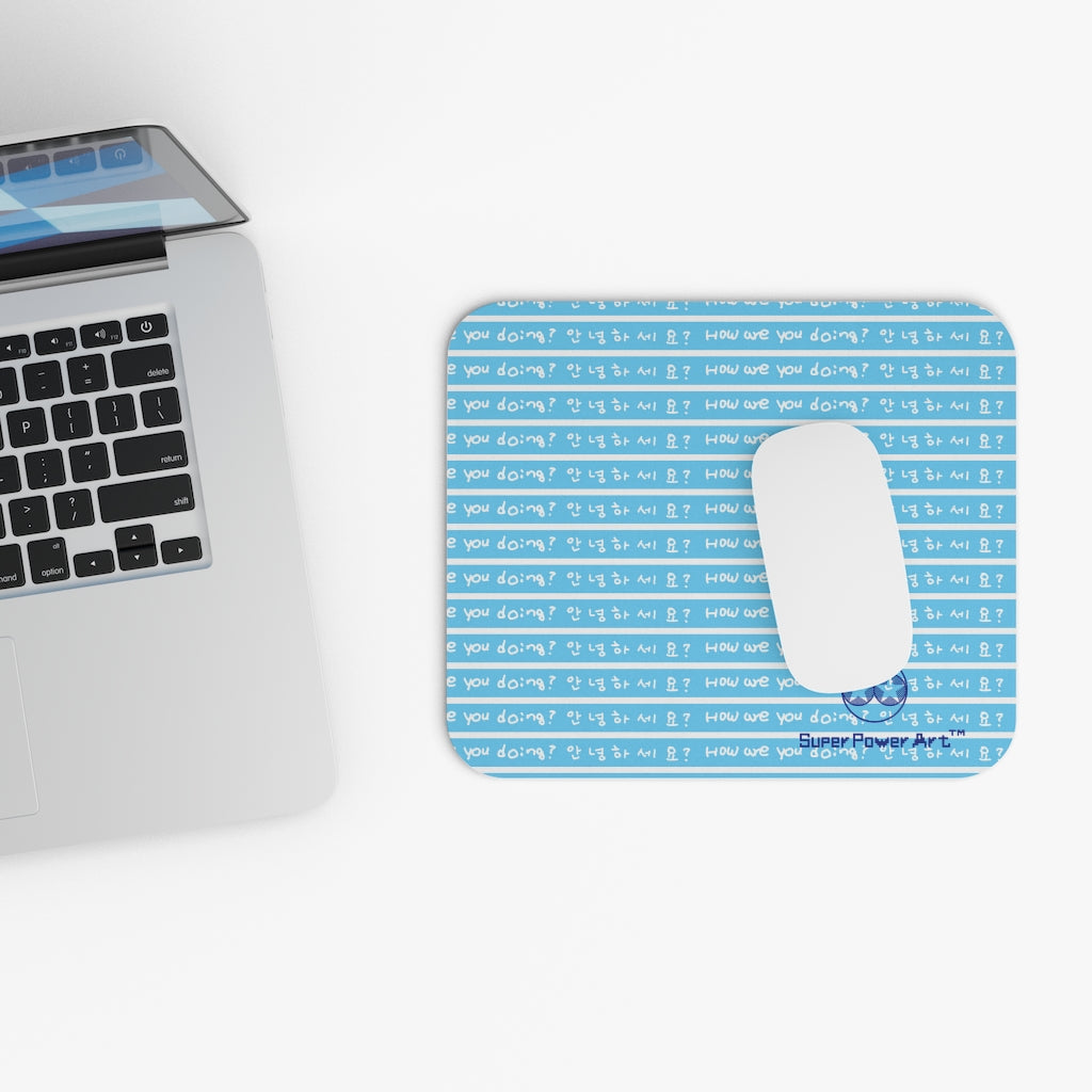 Super Power Art_Srtipe_How are you doing?_Mouse Pad (Rectangle)_AOP_Light blue
