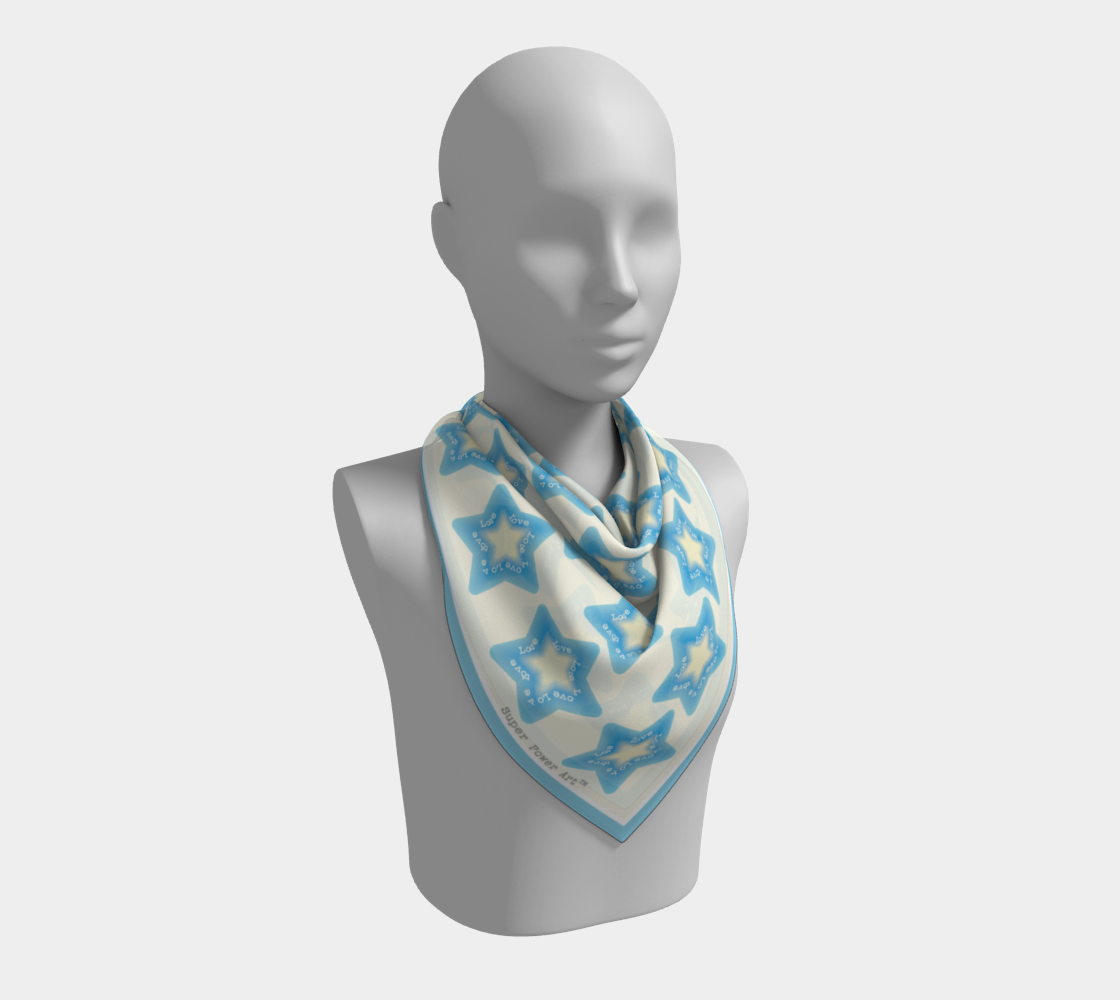 Insook Hwang's Art_Scarves_Stars_LightBlueWarm#2_AllStars_cream