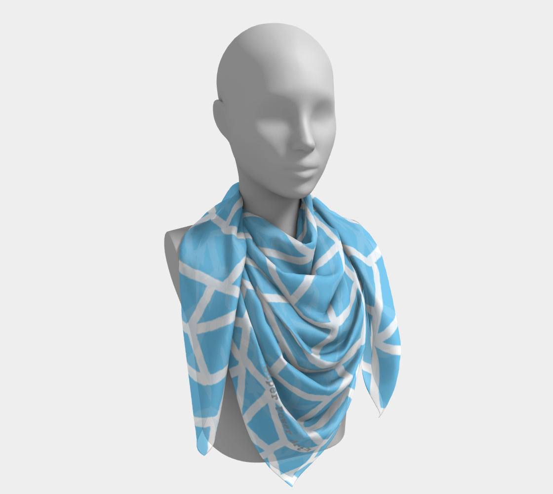 Insook Hwang's Art_Scarves_Net#2_white line_light blue#1