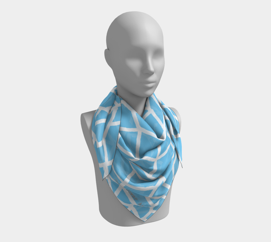 Insook Hwang's Art_Scarves_Net#2_white line_light blue#1