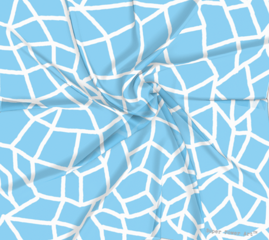 Insook Hwang's Art_Scarves_Net#2_white line_light blue#1