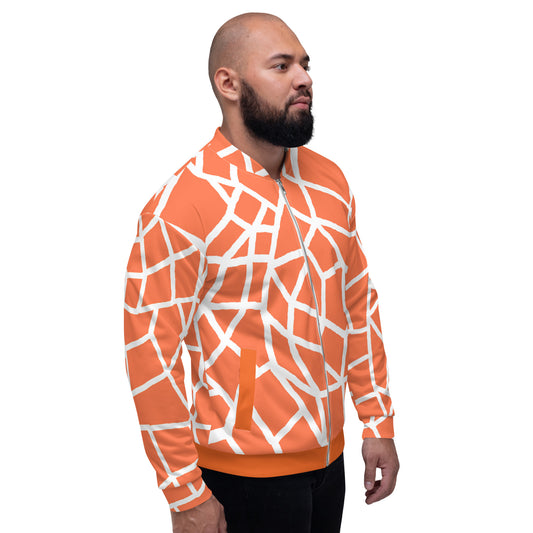 Insook Hwang's art_Net_Creative Mind Unisex Bomber Jacket_White on Orange