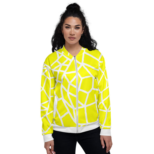 Insook Hwang's art_Net_Creative Mind_Unisex Bomber Jacket_White on Yellow