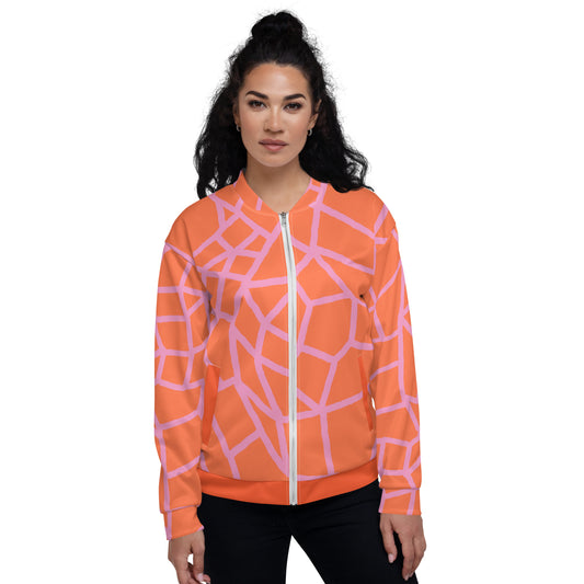 Insook Hwang's art_Net_Unisex Bomber Jacket_Pink on Orange #1