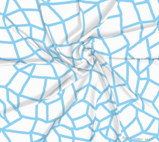 Insook Hwang's art_Scarves_Net#2_Light blue line_white