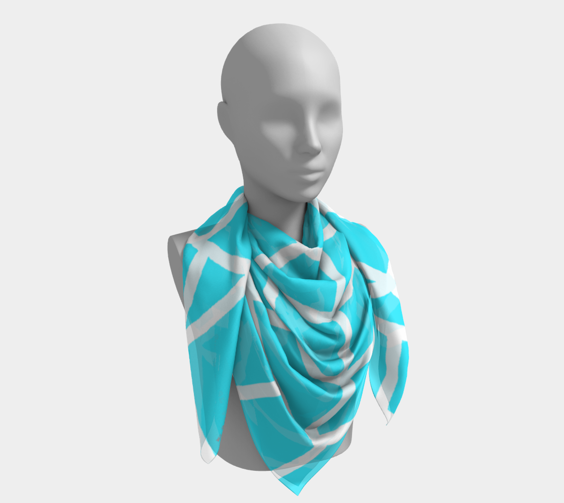 Insook Hwang's Art_scarves_Net#1_Whiteline_lightblueback