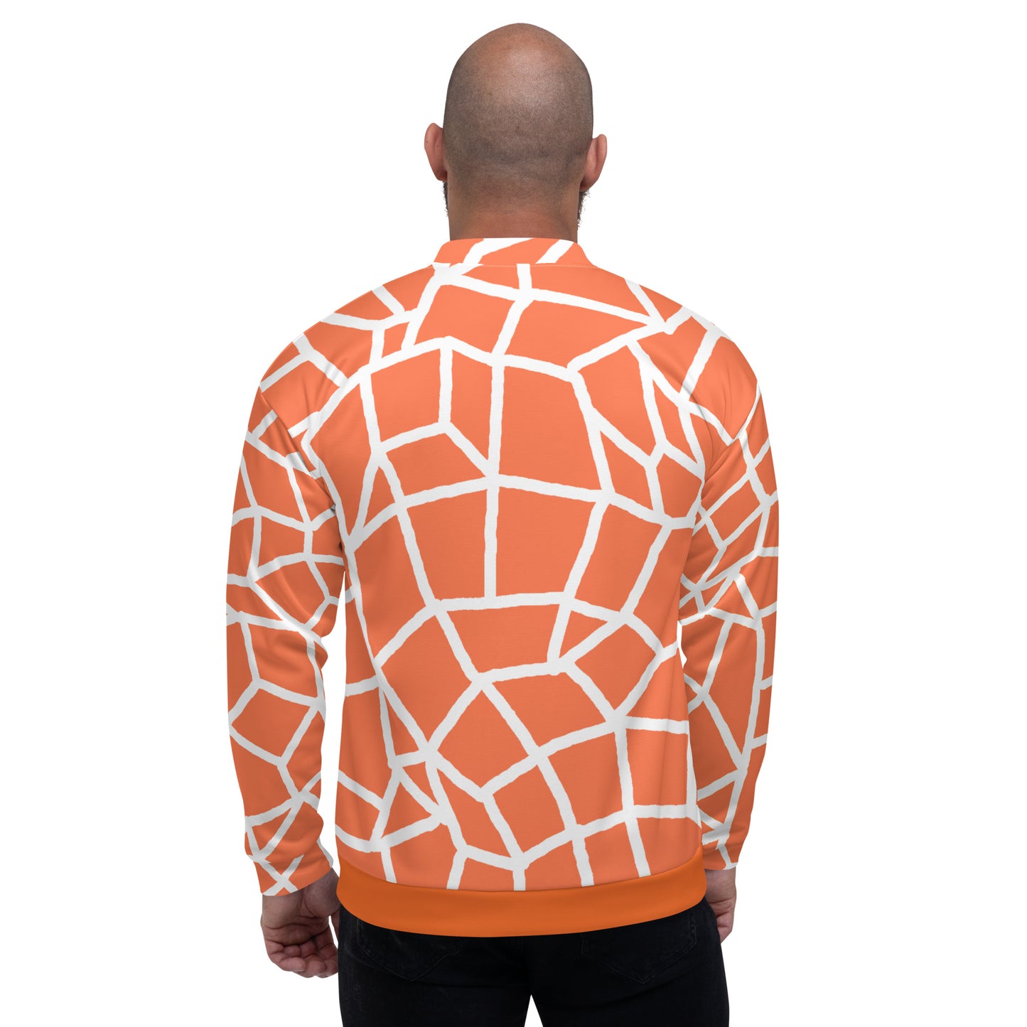 Insook Hwang's art_Net_Creative Mind Unisex Bomber Jacket_White on Orange