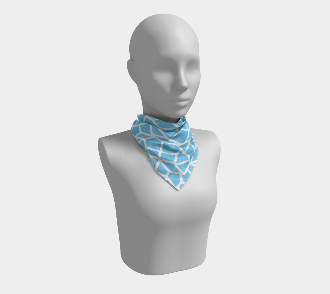 Insook Hwang's Art_Scarves_Net#2_white line_light blue#1