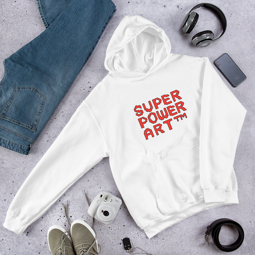 Insook Hwang's art_Super Power Art(Red_Blueline Text)_Unisex Hoodie