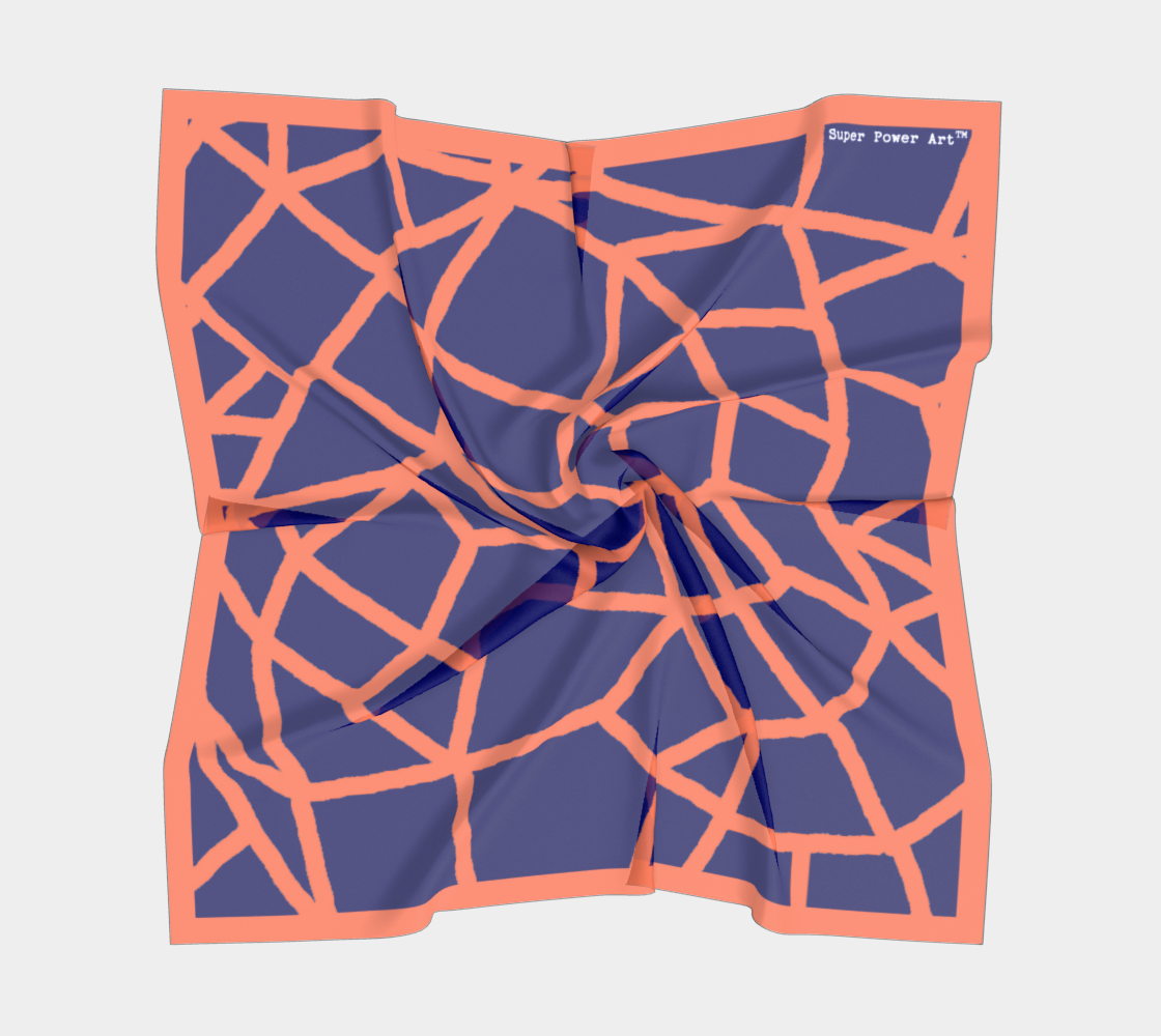 Insook Hwang's Art_Scarves_Net#5_Orange _Navy_outline