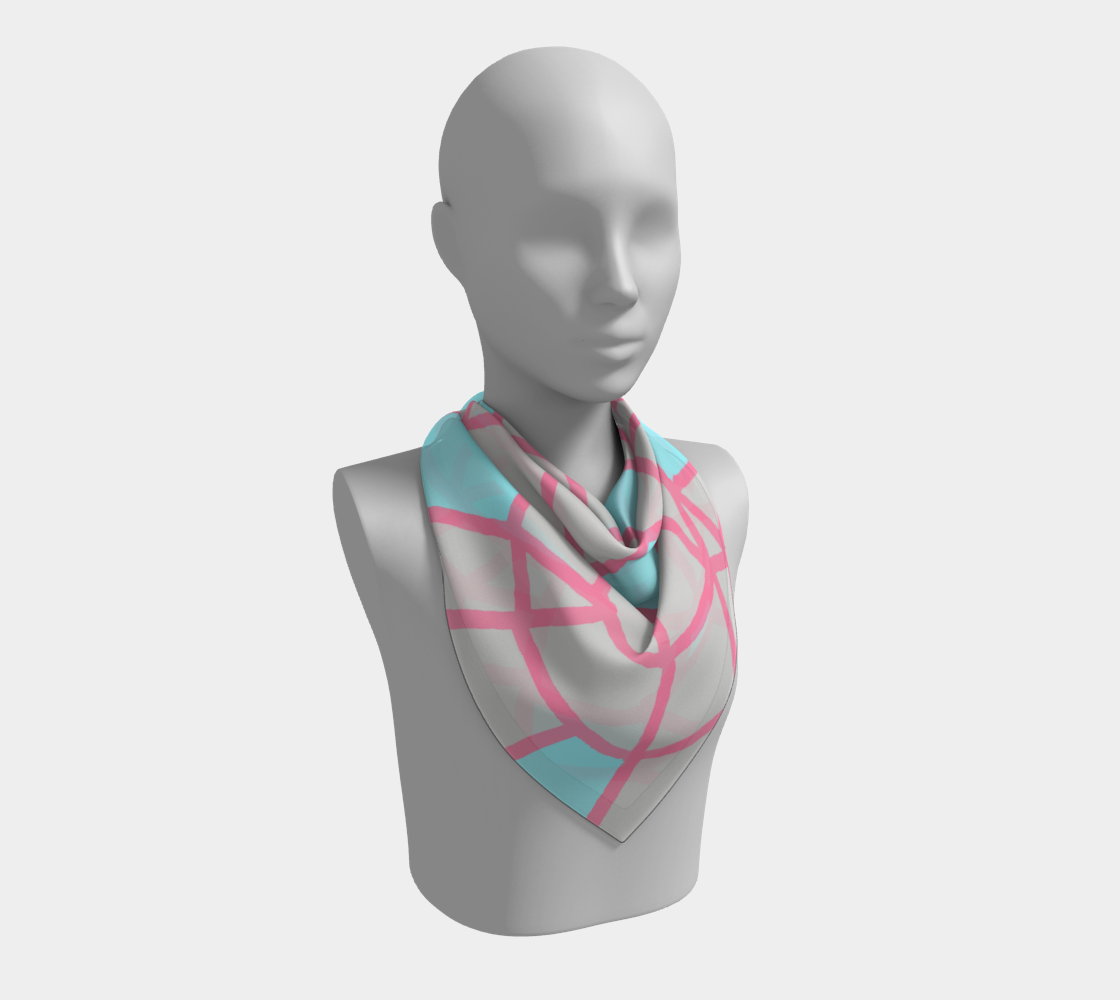 Insook Hwang's Art_Scarves_Net#8_Pinkline_Lightbluefill_gray#1