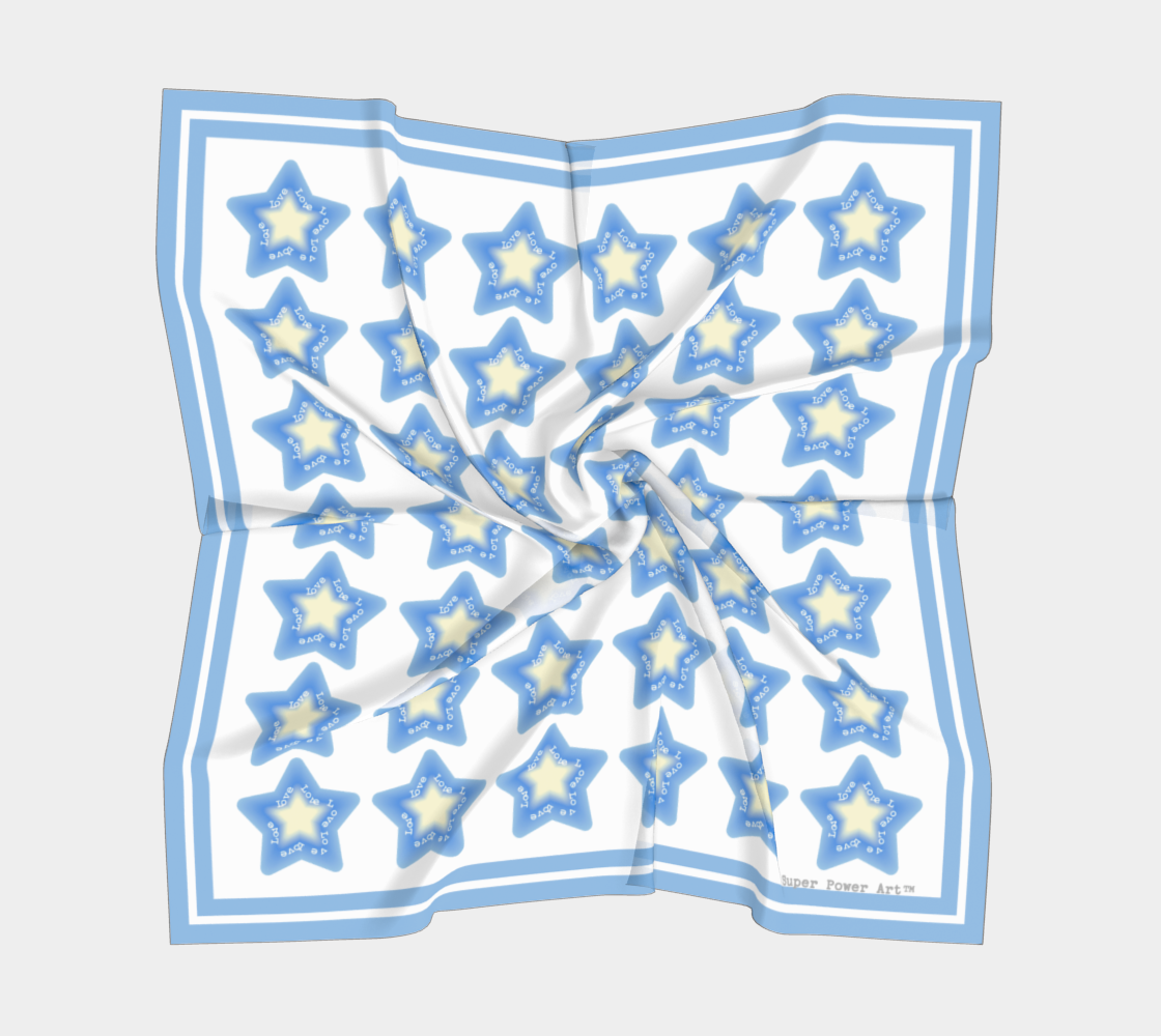 Insook Hwang's Art_Scarves _Stars_LightBlueCool#3_AllStars_White