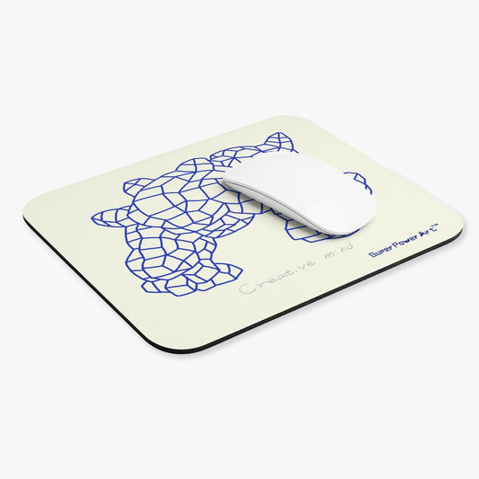 Insook Hwang's Art_Net_ Blue Dino#1_Mouse Pad (Rectangle)_AOP_Cream