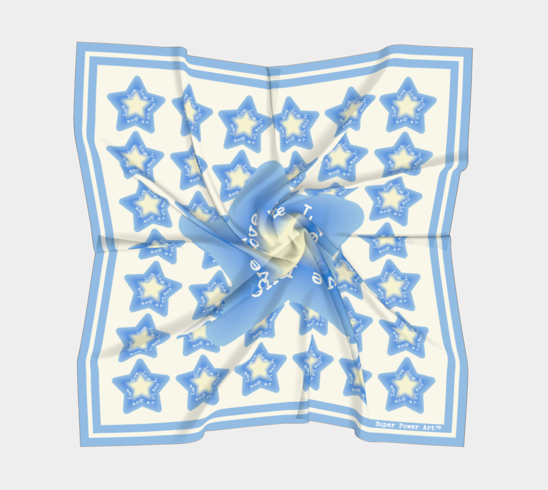 Insook Hwang's Art_Scarves _Stars_LightBluCool#1_SuperStar_cream