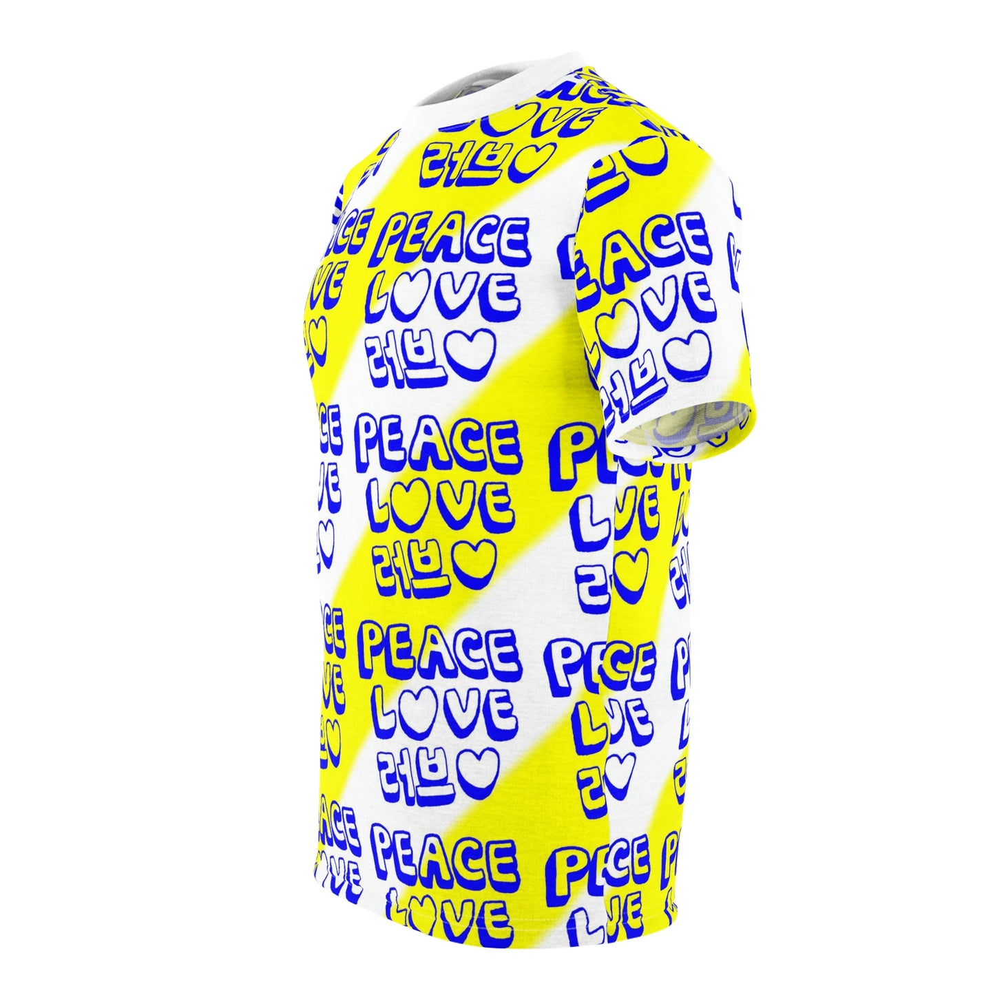 Insook Hwang's art_ UFO_Love and Peace_Unisex T-shirt_Yellow_AOP