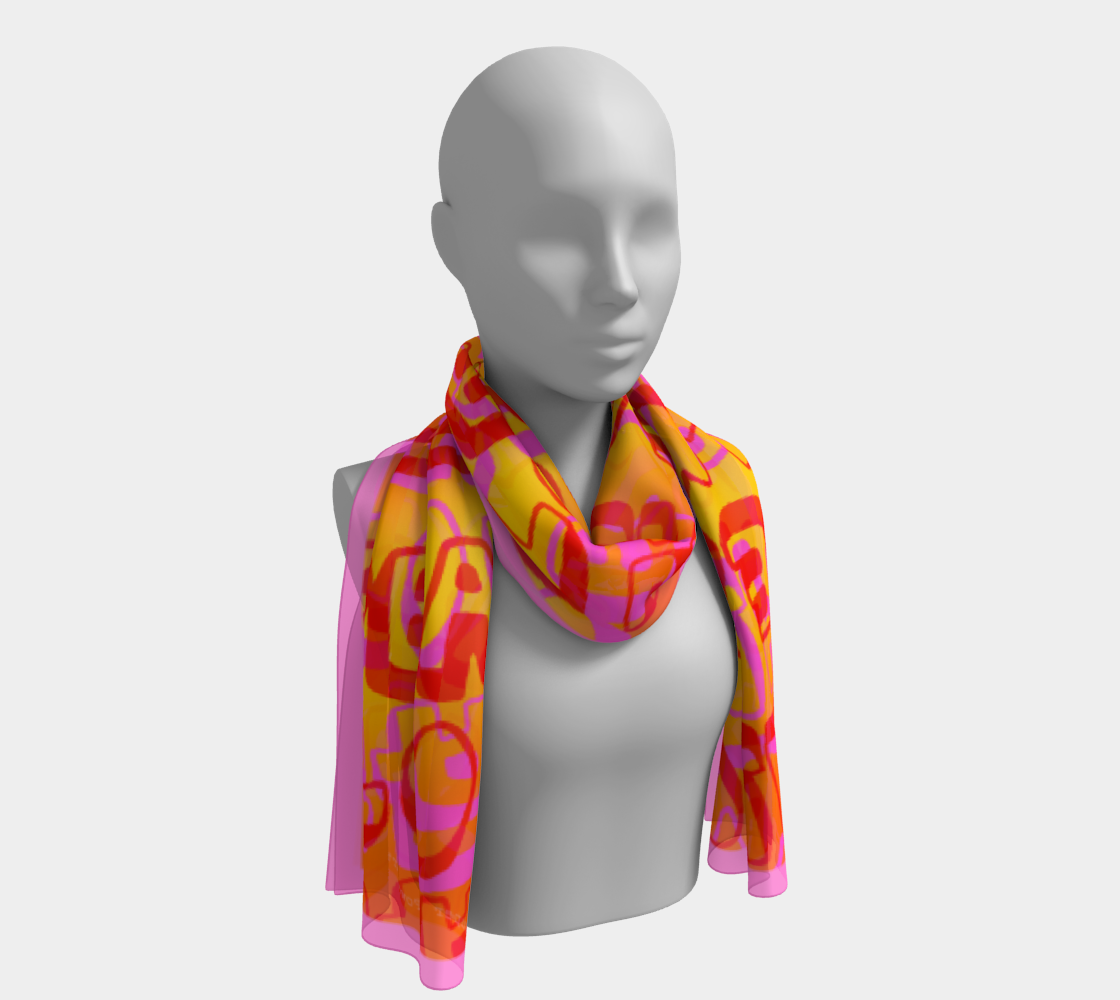 Insook Hwang's Art_Scarves_Love&Peace_Orange_textoverlay#5