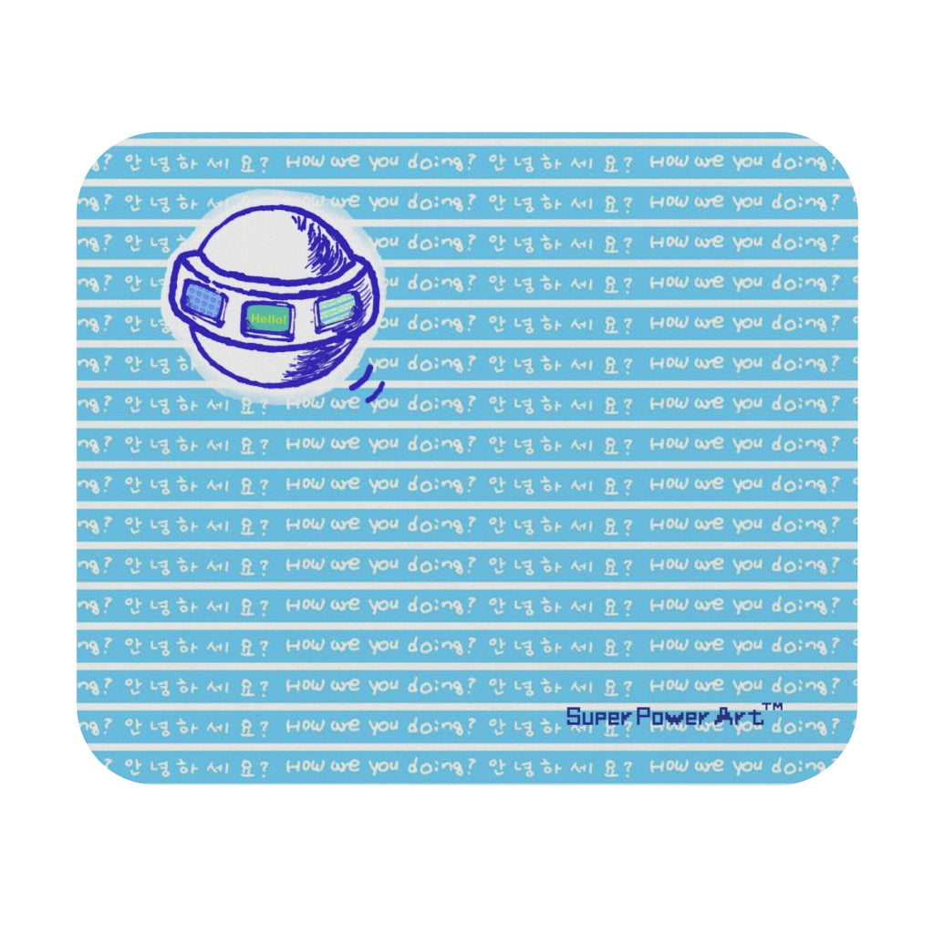 Super Power Art_UFO_How are you doing_Mouse Pad (Rectangle)_AOP_Light blue