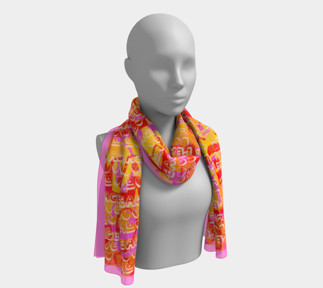 Insook Hwang's Art_Scarves_Love&Peace_Orange_textoverlay#7