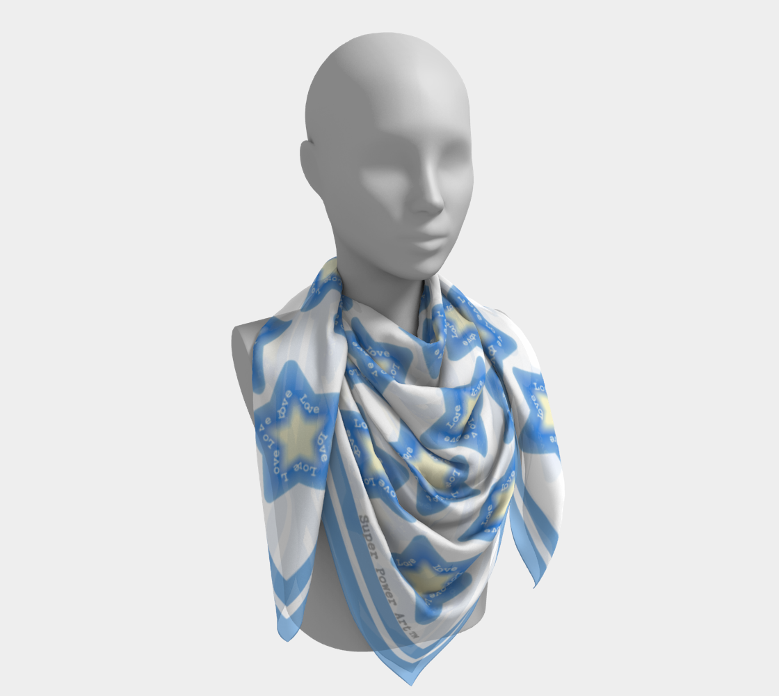 Insook Hwang's Art_Scarves _Stars_LightBlueCool#3_AllStars_White