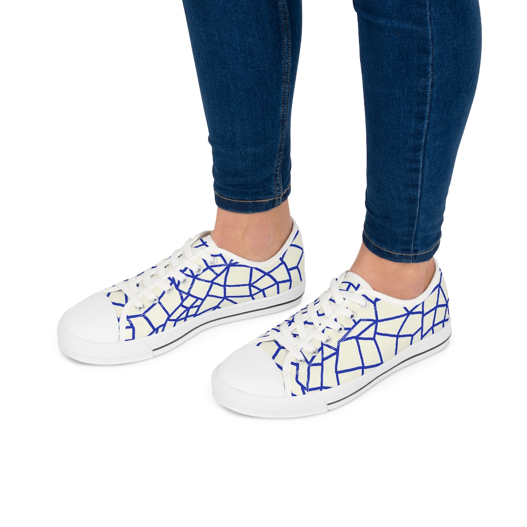 Insook Hwang's art_Net Blue_Creative mind_Women's Low Top Sneakers_white