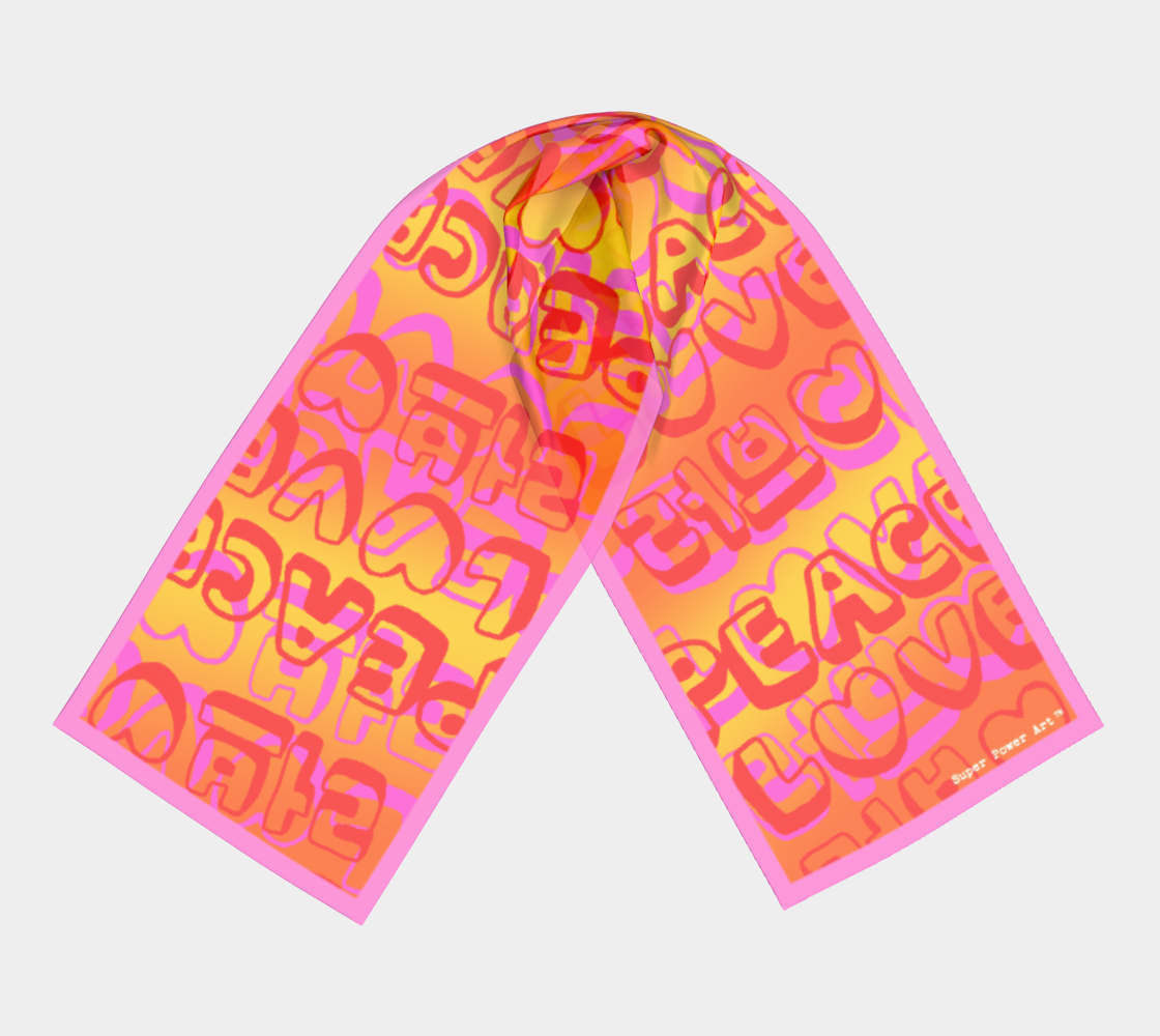 Insook Hwang's Art_Scarves_Love&Peace_Orange_textoverlay#5