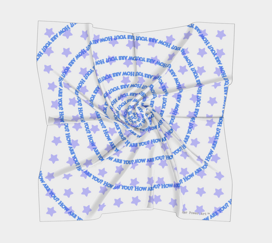 Stars Spiral Scarf — "How Are You" / Blue #2 / Gray | ASTRA SOL™