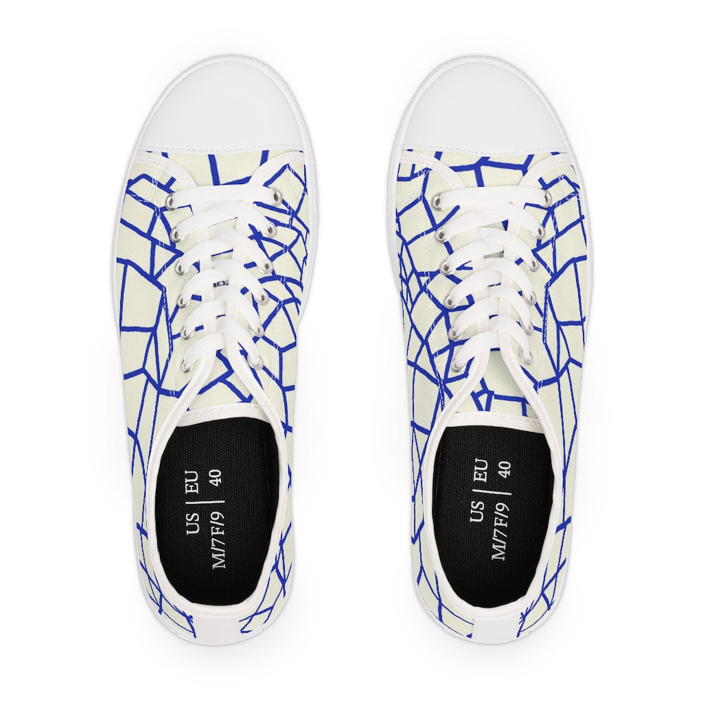 Insook Hwang's art_Net Blue_Creative mind_Women's Low Top Sneakers_white