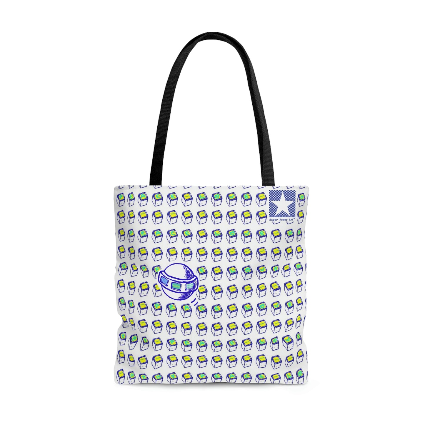 Insook Hwang's art_Monitor#2_Love Peace_UFO_ AOP Tote Bag