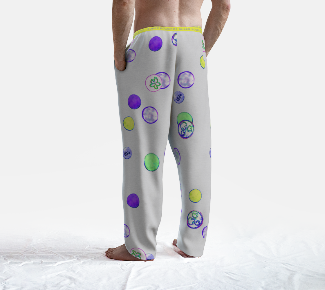 Insook Hwang's Art_Lounge Pants__Energyballs_gray#1_yellowband