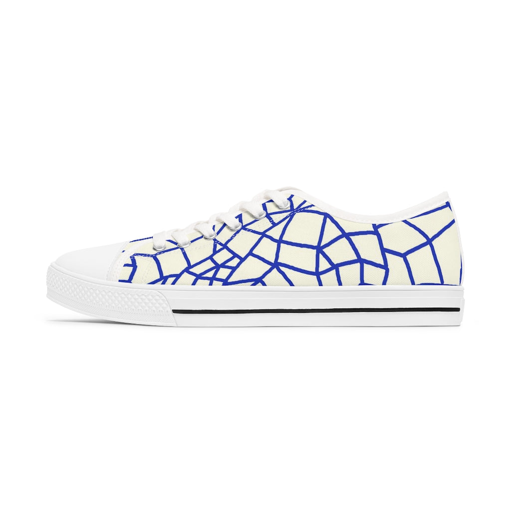 Insook Hwang's art_Net Blue_Creative mind_Women's Low Top Sneakers_white