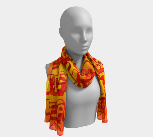 Insook Hwang's Art_Scarves_Love&Peace_Orange_textoverlay#1