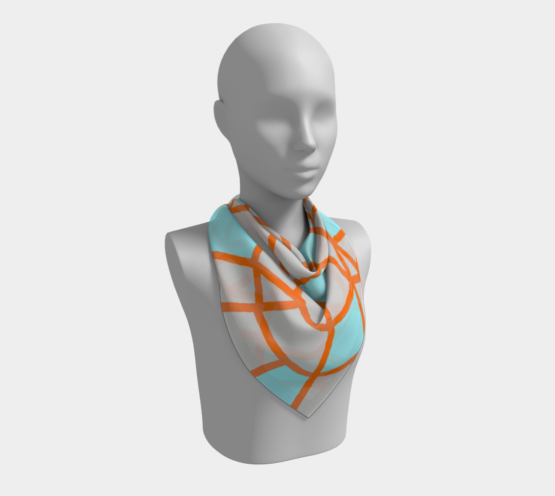 Net Structure #6 Scarf — Orange Line / Gray / Blue Fill | ASTRA SOL™