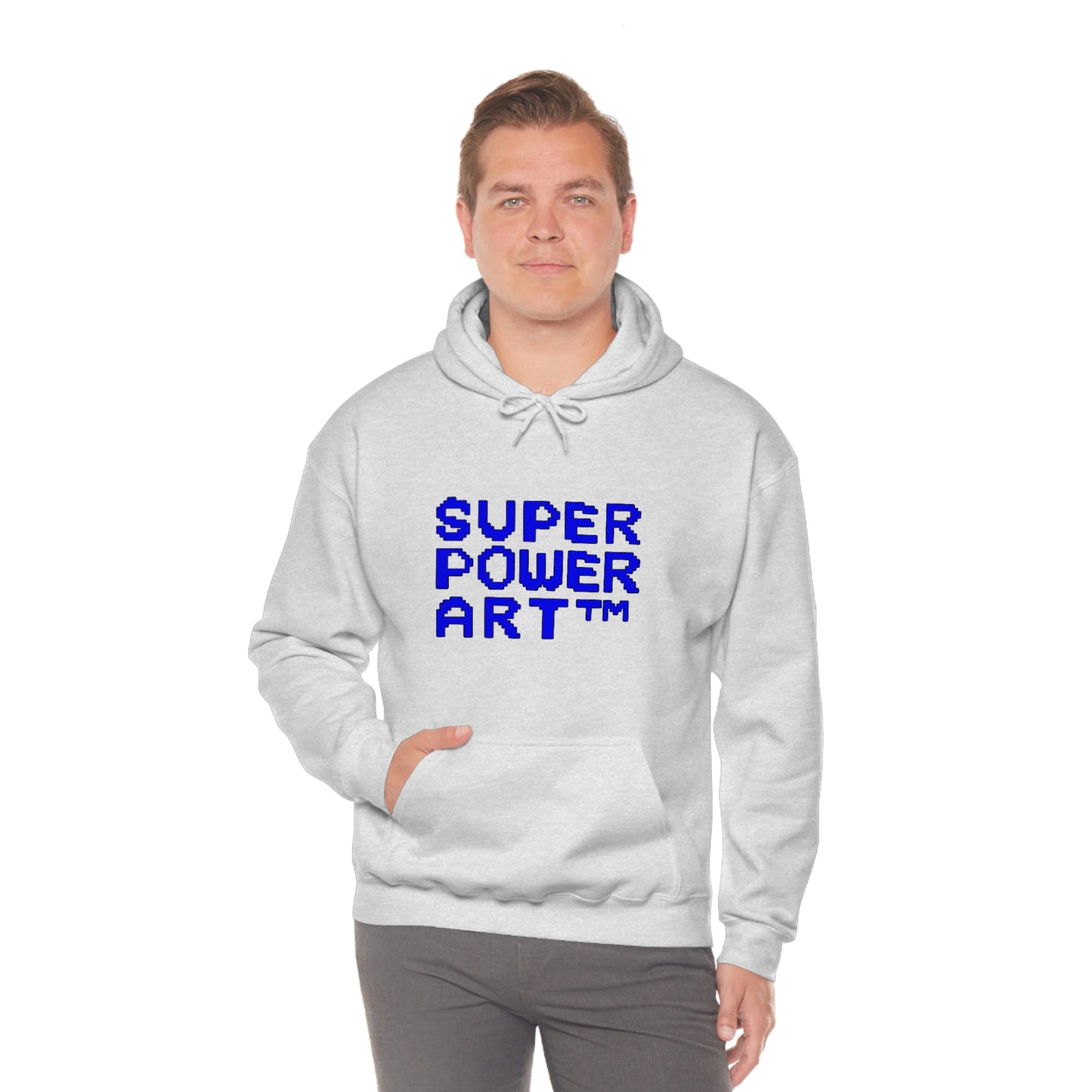 Insook Hwang's art_ Super Power Art(Blue_Black line)_Unisex Heavy Blend™ Hooded Sweatshirt