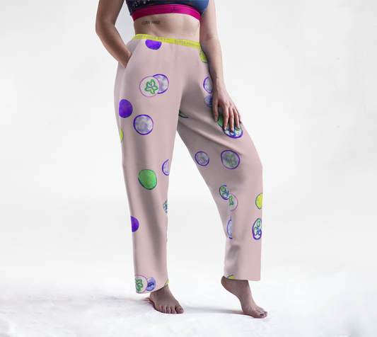 Insook Hwang's Art_Lounge Pants__Energyballs_Pink#1_yellowband