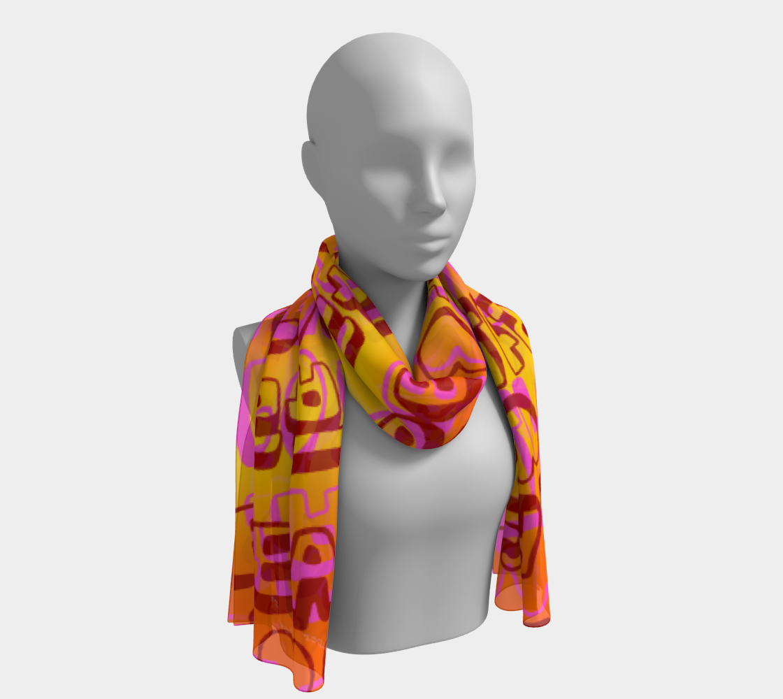 Insook Hwang's Art_Scarves_Love&Peace_Orange_textoverlay#3