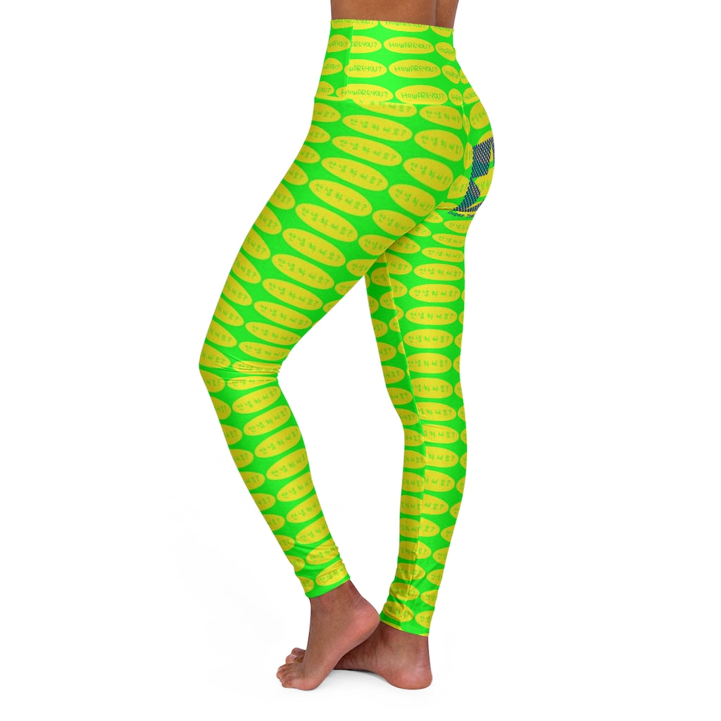 Insook Hwang's art_super power art_ How are you?_AOP High leggings (Green)