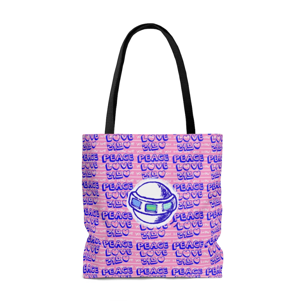 Insook Hwang's art_Love and Peace_Eyeball & UFO_AOP Tote Bag