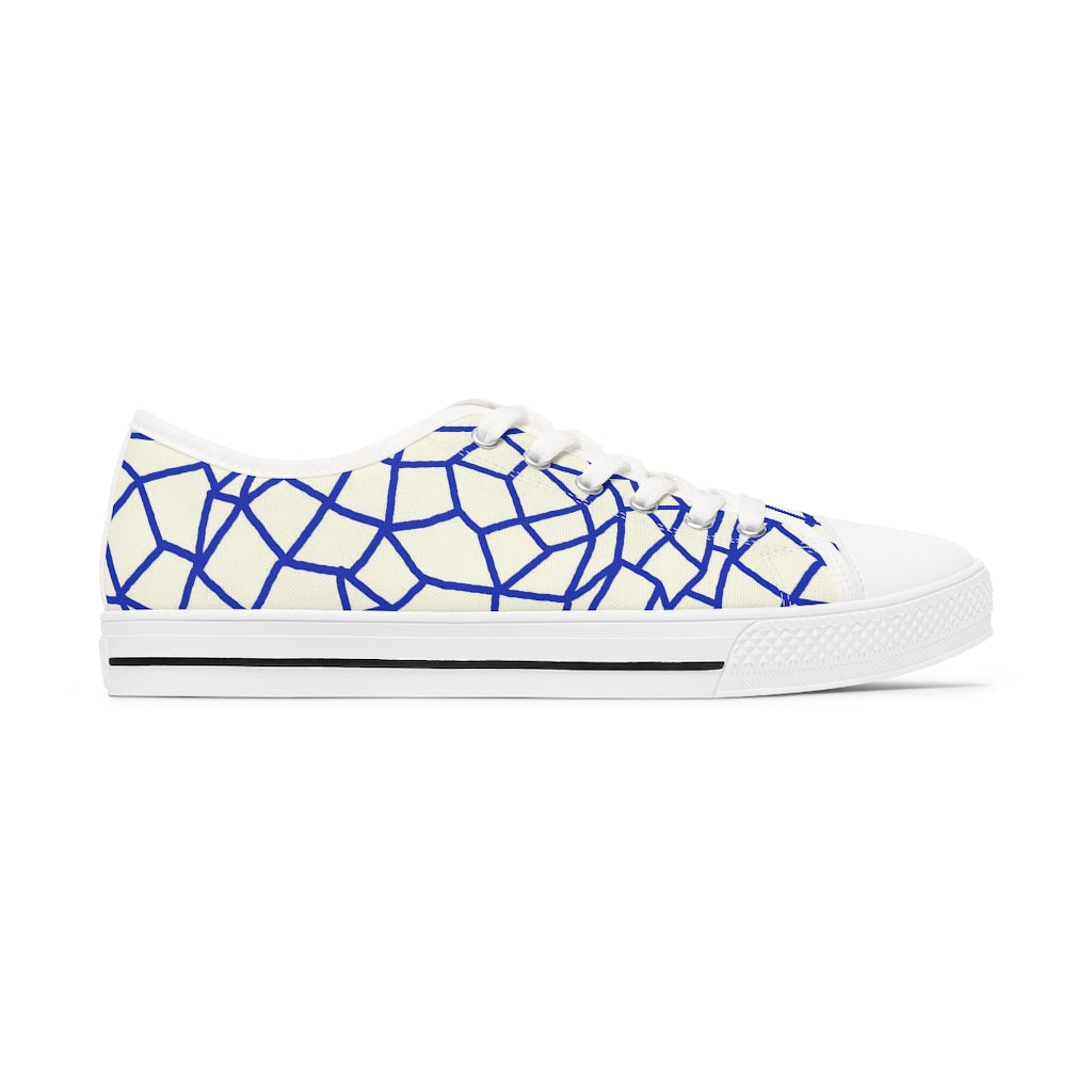 Insook Hwang's art_Net Blue_Creative mind_Women's Low Top Sneakers_white