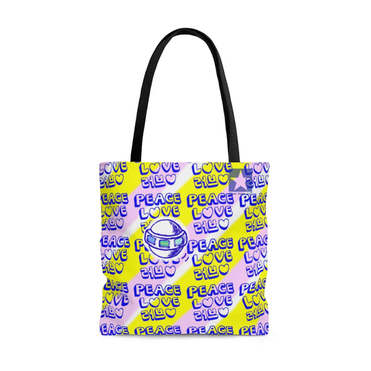 Insook Hwang's art_ Love and Peace_UFO_Eye ball_AOP Tote Bag